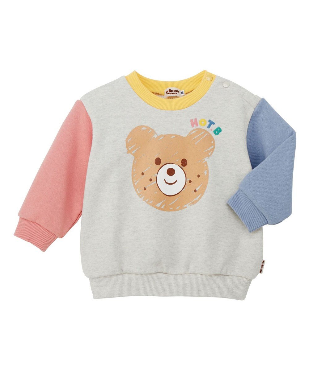 MIKI HOUSE HOT BISCUITS 【80-120cm】ビッグフェイスプリント 裏毛パイル素材 トレーナー 