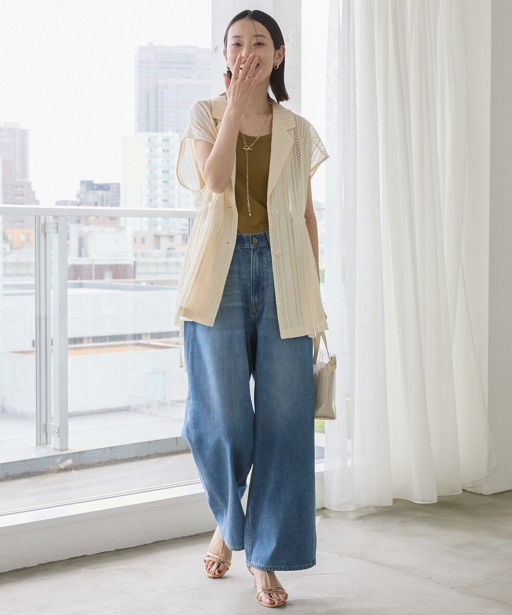 AMERICAN HOLIC 幾何学レースウエストドロストジャケット 