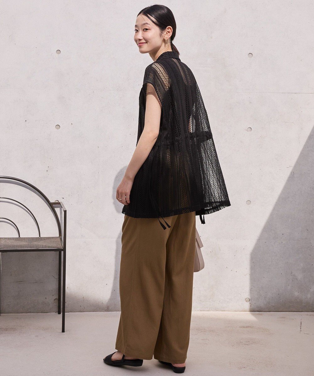 AMERICAN HOLIC 幾何学レースウエストドロストジャケット 