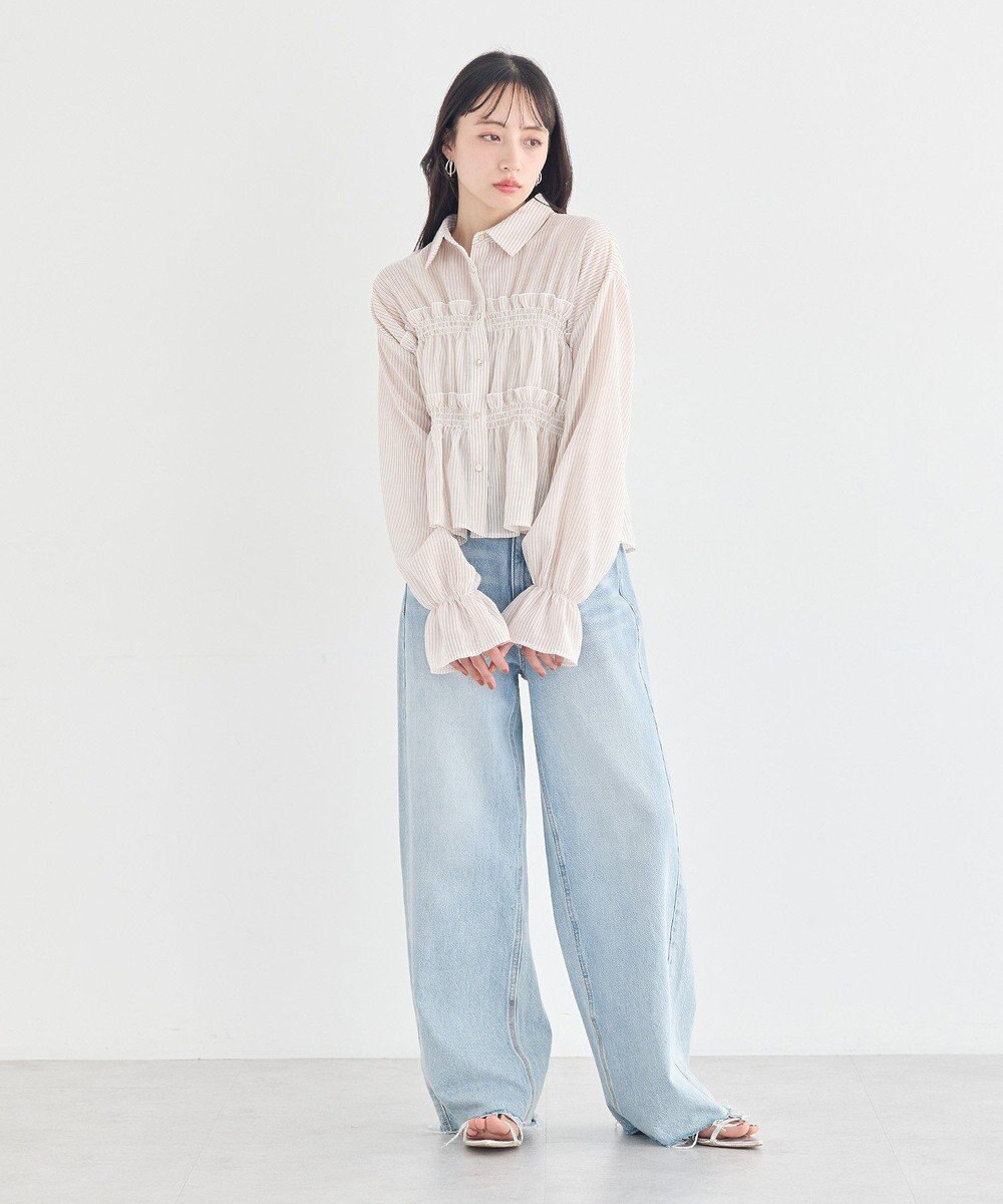 earth music&ecology シャーリングストライプシャツ 