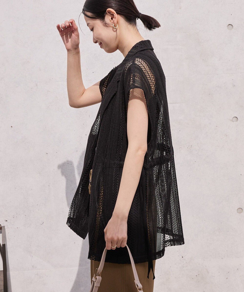 AMERICAN HOLIC 幾何学レースウエストドロストジャケット 