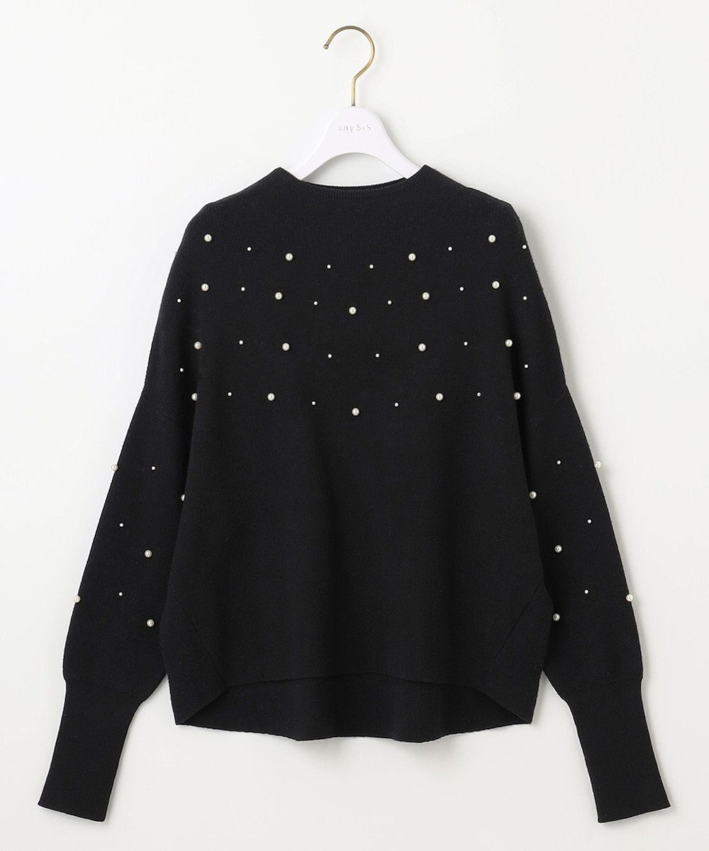 ANY SIS 【洗える】パール調ディテール ニット 