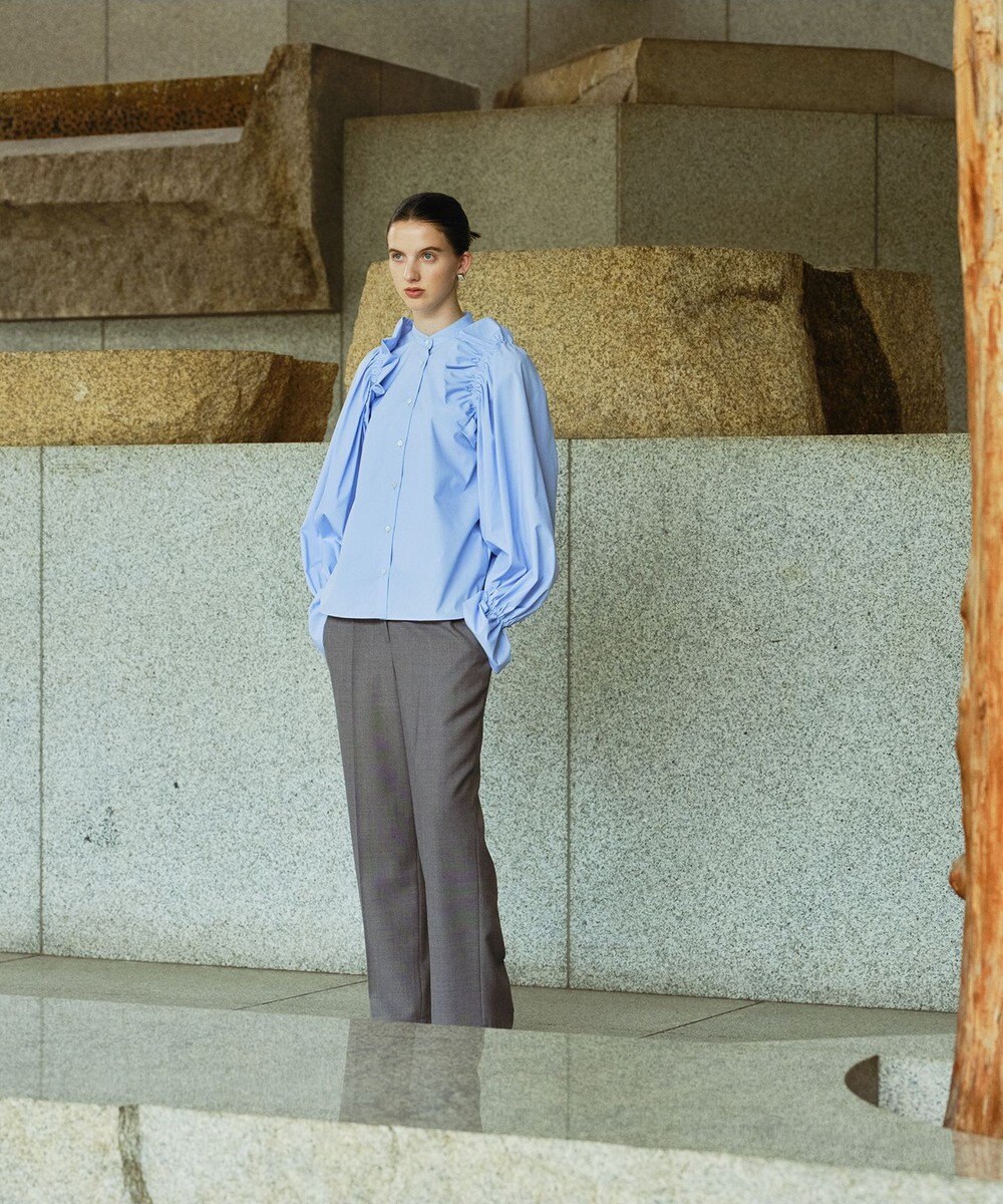 #Newans 【洗濯機可能/シワになりにくい】〈春名亜美さんコラボ〉ショルダーフリルブラウス 