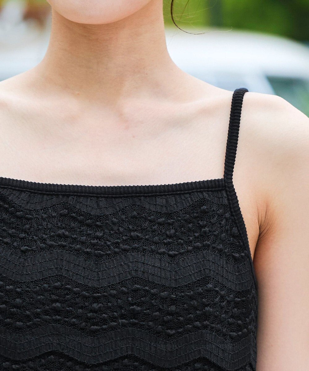 Tiaclasse 【洗える】スカラップニレースニットキャミソール 