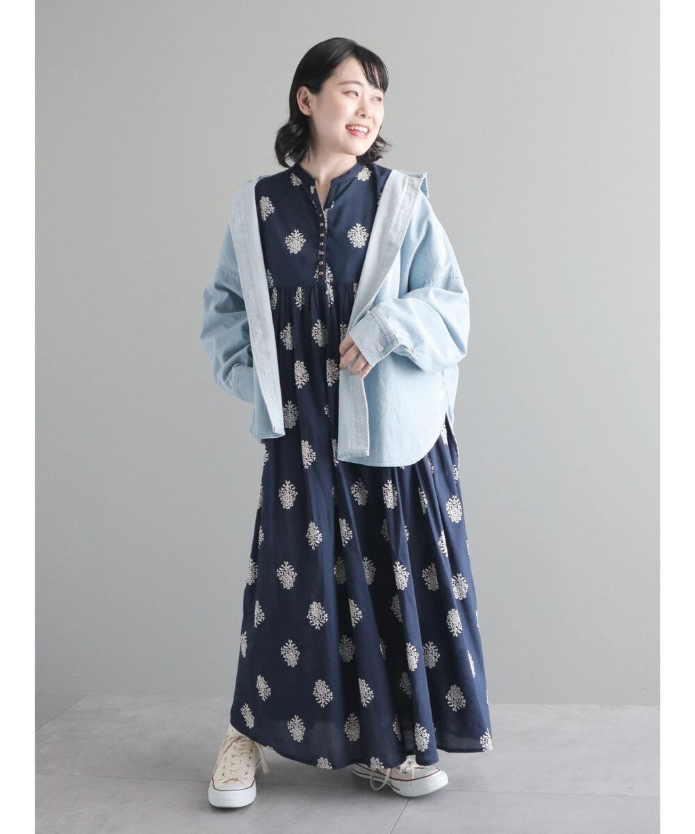 CRAFT STANDARD BOUTIQUE インド綿混フラワーモチーフワンピース 