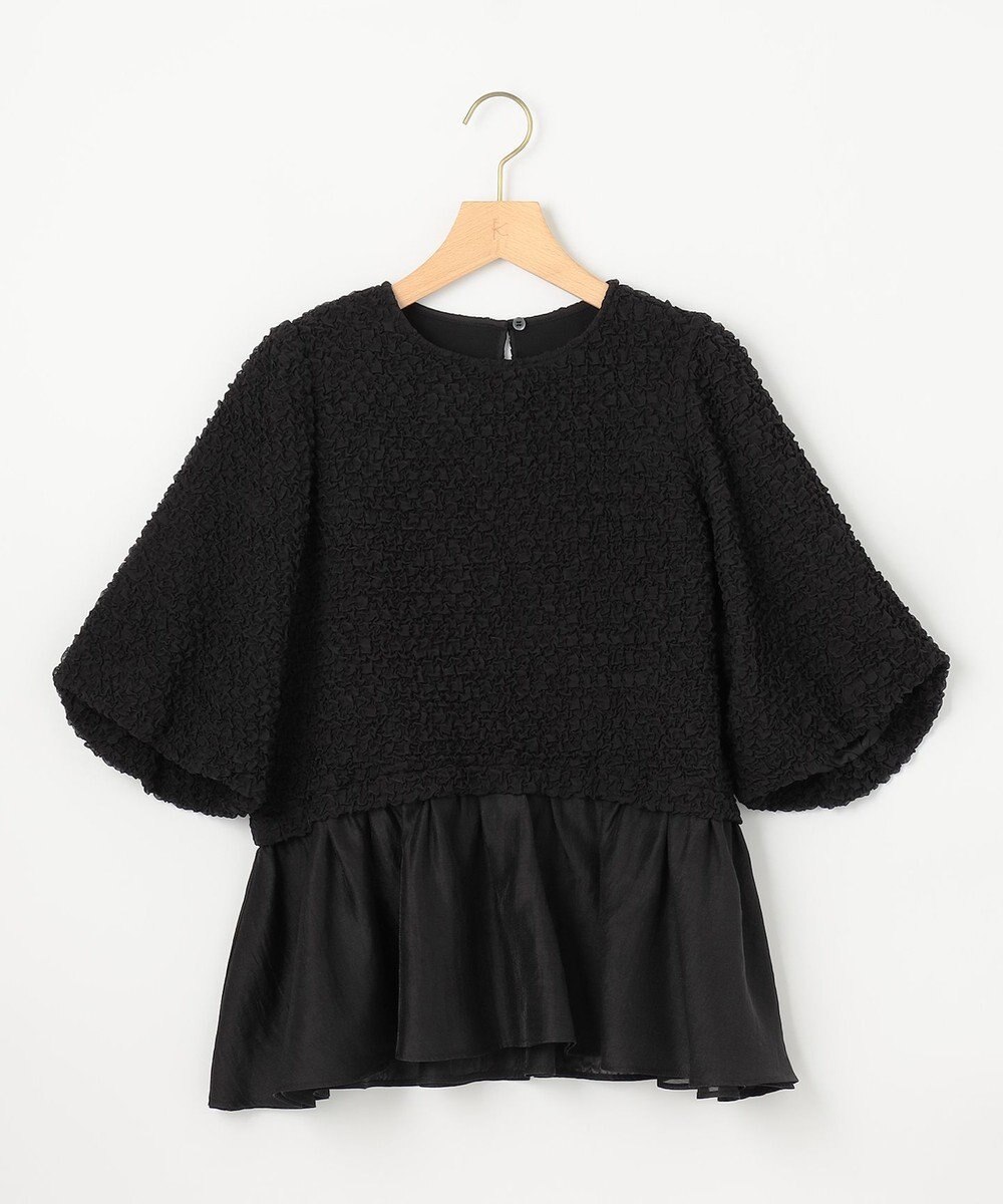 組曲 L シャーリングシフォン シアーペプラム ブラウス 