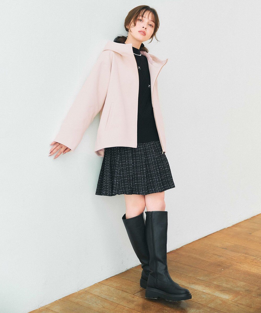 Feroux フード付きコクーンショート コート 