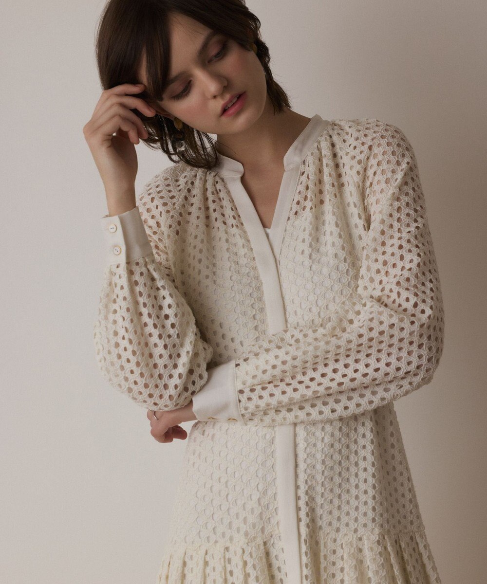 GRACE CONTINENTAL メッシュレースカフタンワンピース 