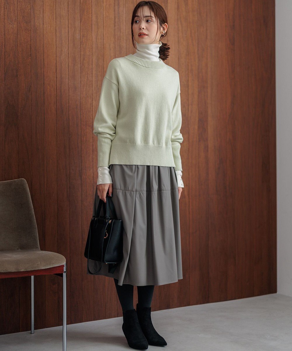 組曲 レザーライクライト タックギャザースカート 