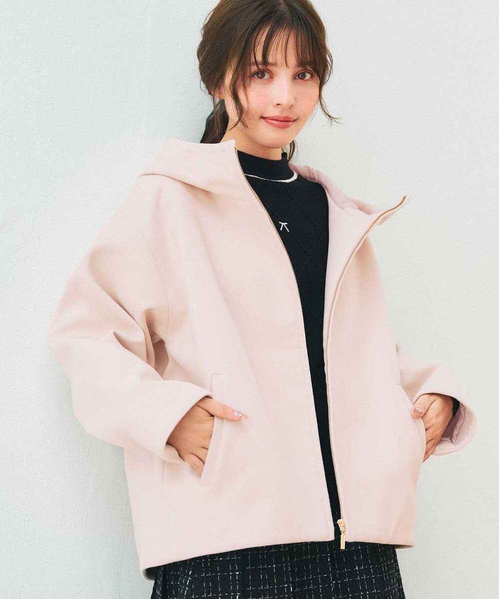 Feroux フード付きコクーンショート コート 