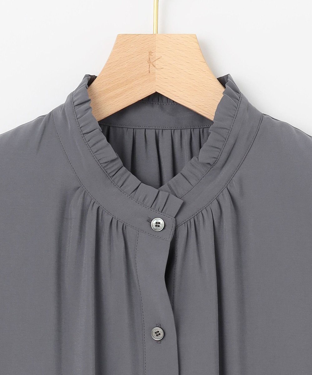 組曲 バウンディングシャーティング バンドカラーフリル ブラウス 