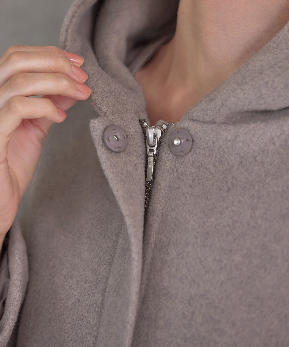 Tiaclasse ウールライクフーデットショートコート 