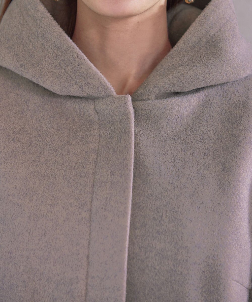 Tiaclasse ウールライクフーデットショートコート 