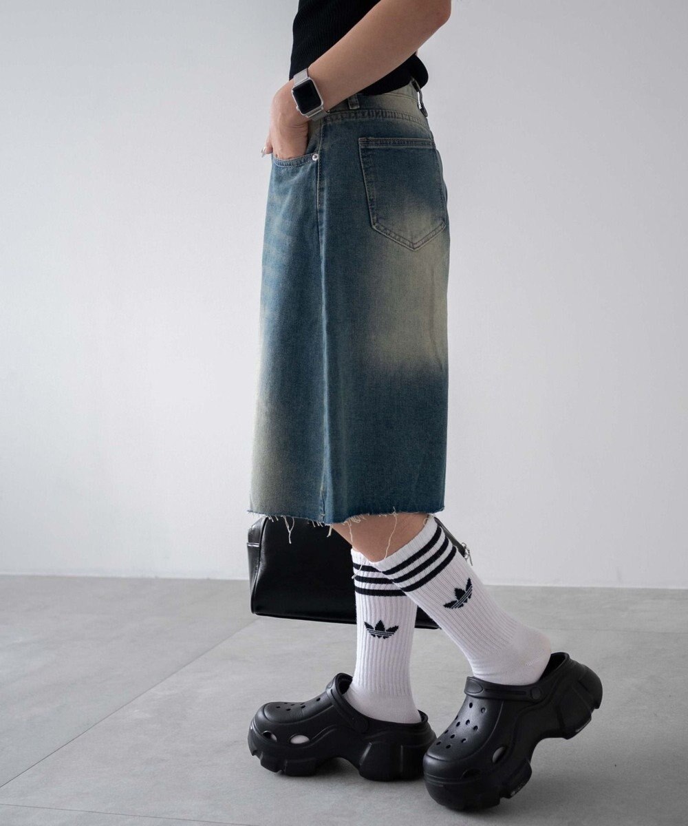 WEGO ウオッシュドデニムハーフパンツ 