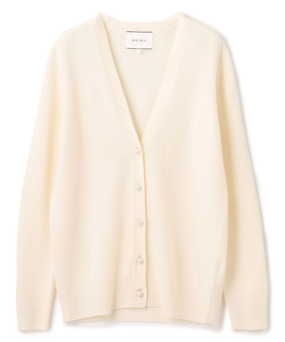 BEIGE， 【WEB限定・洗える】ALSACE / パール釦ウールニットカーディガン 