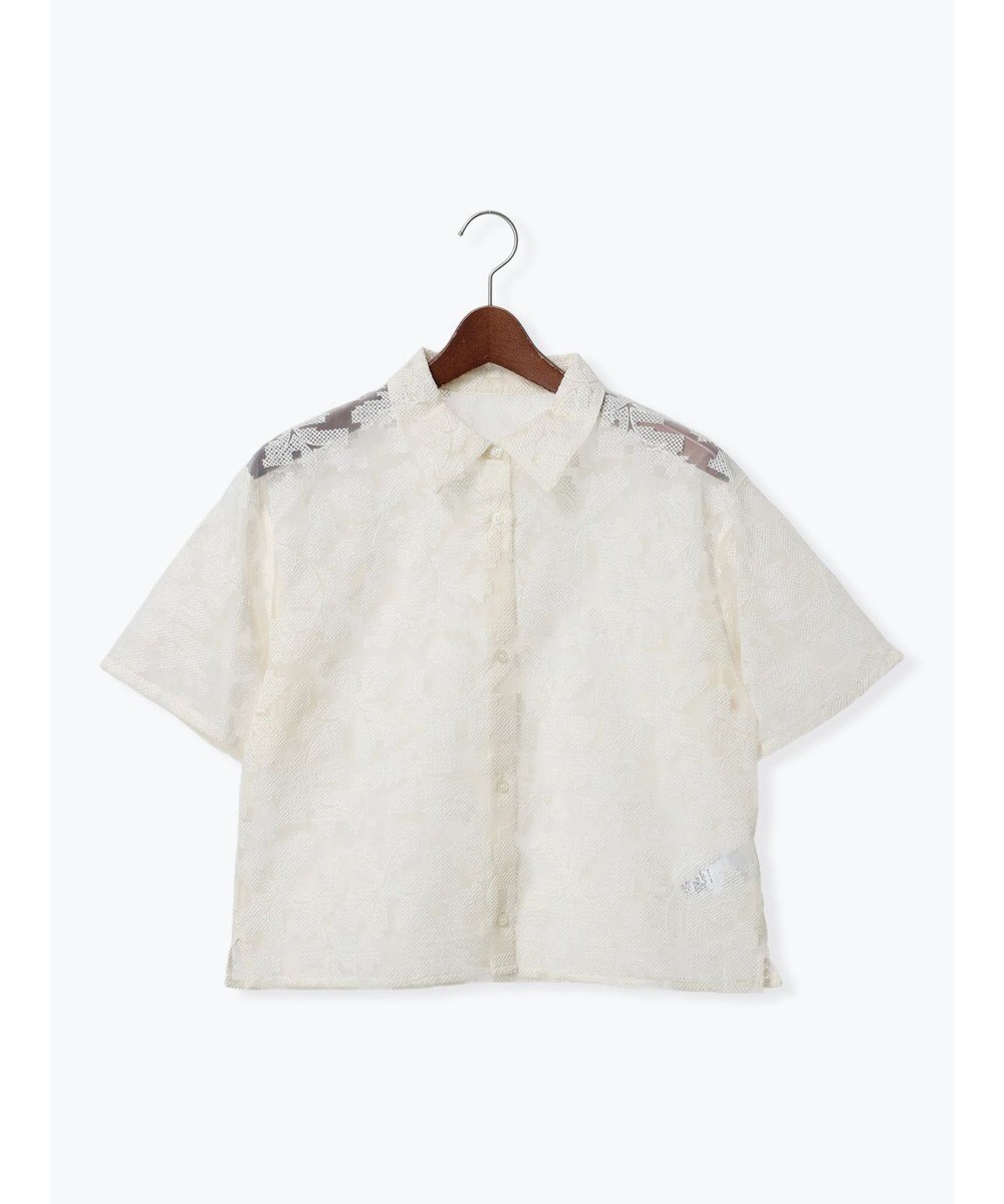 Te chichi オーガンジー刺繍ハーフスリーブシャツ 