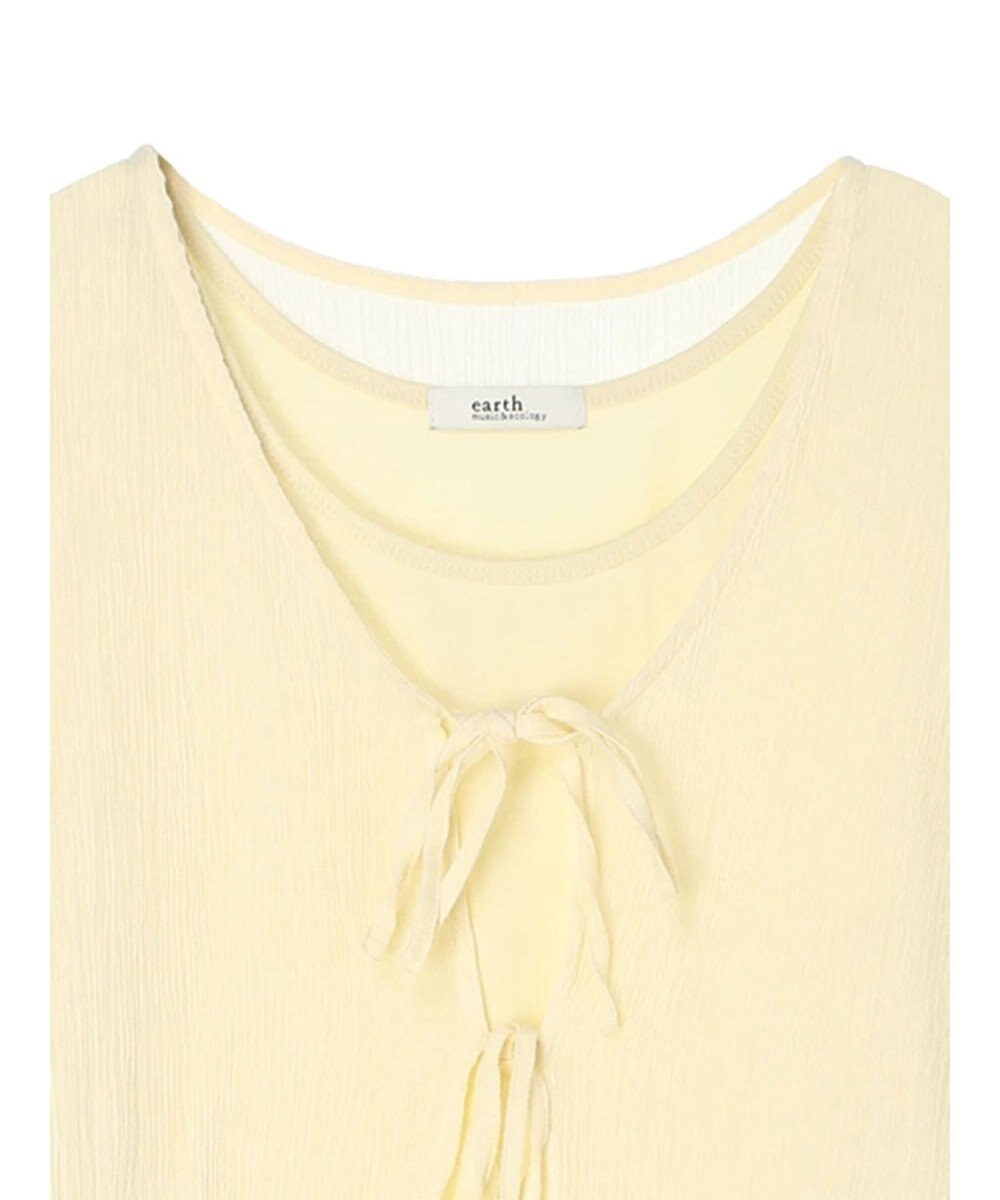 earth music&ecology ＳＥＴ２点クレープリボンブラウス＋インナー 