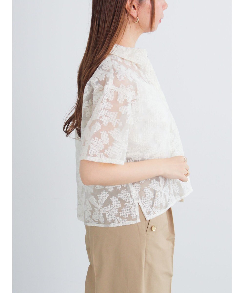 Te chichi オーガンジー刺繍ハーフスリーブシャツ 