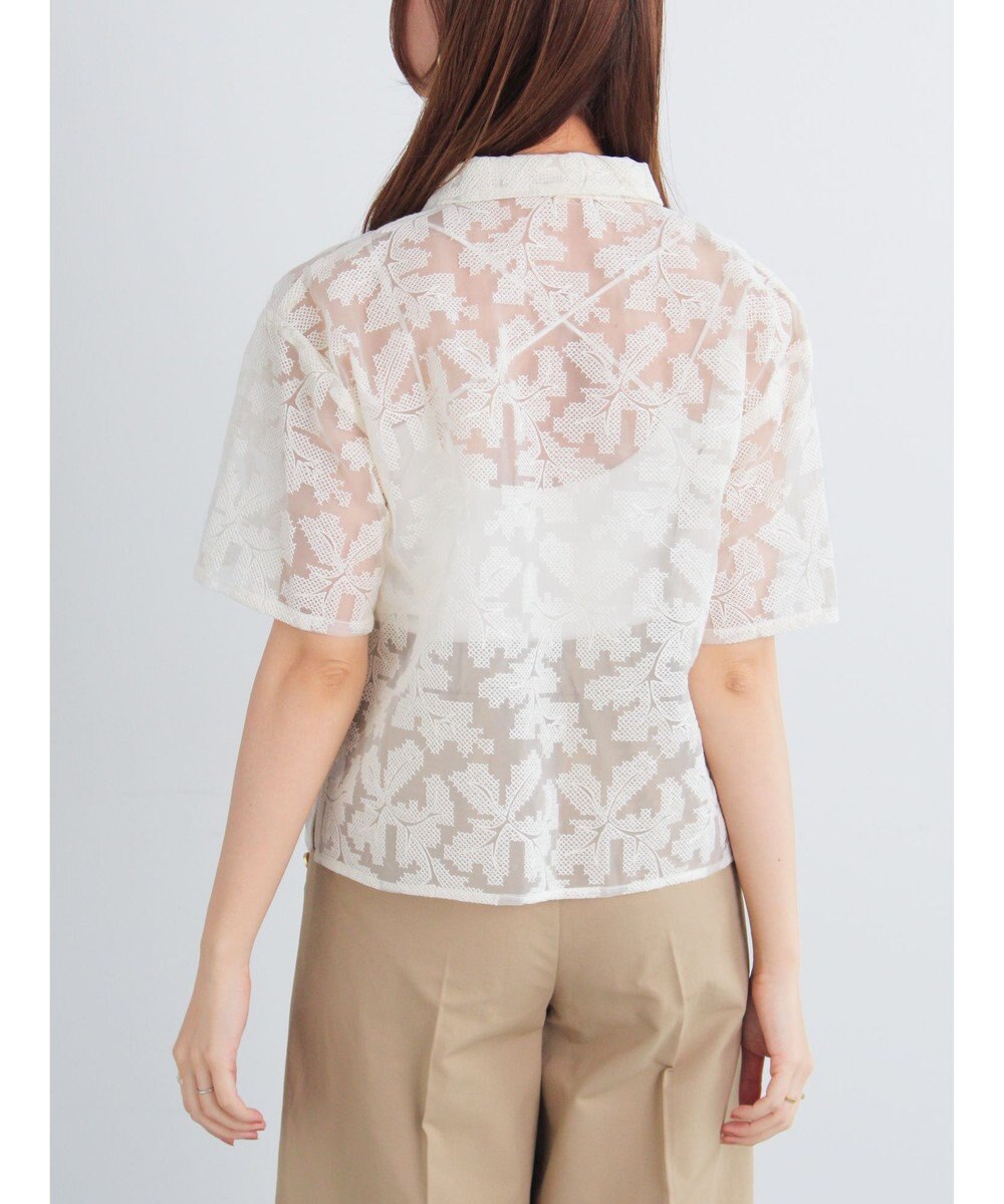 Te chichi オーガンジー刺繍ハーフスリーブシャツ 