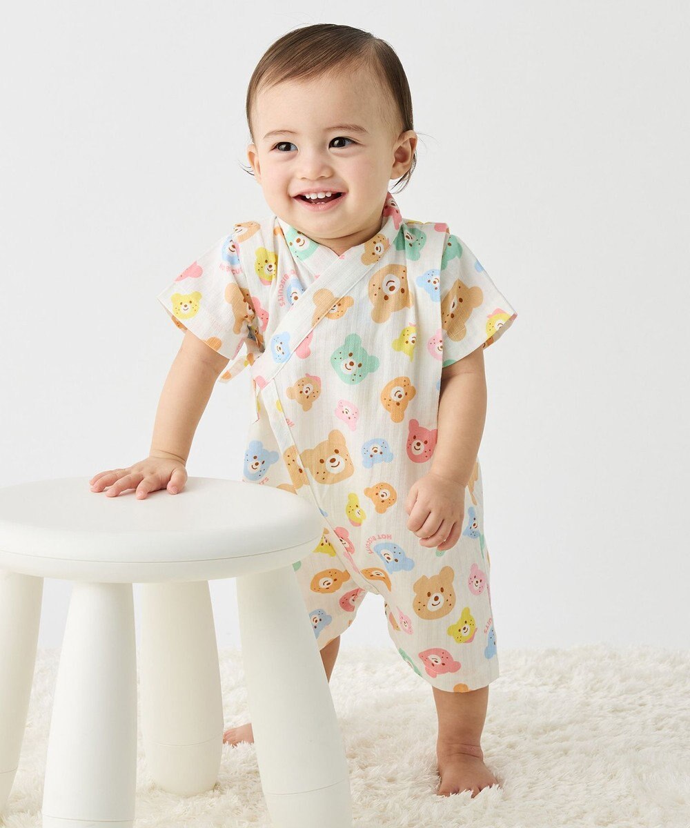 MIKI HOUSE HOT BISCUITS 【60-80cm】総柄 甚平オール 