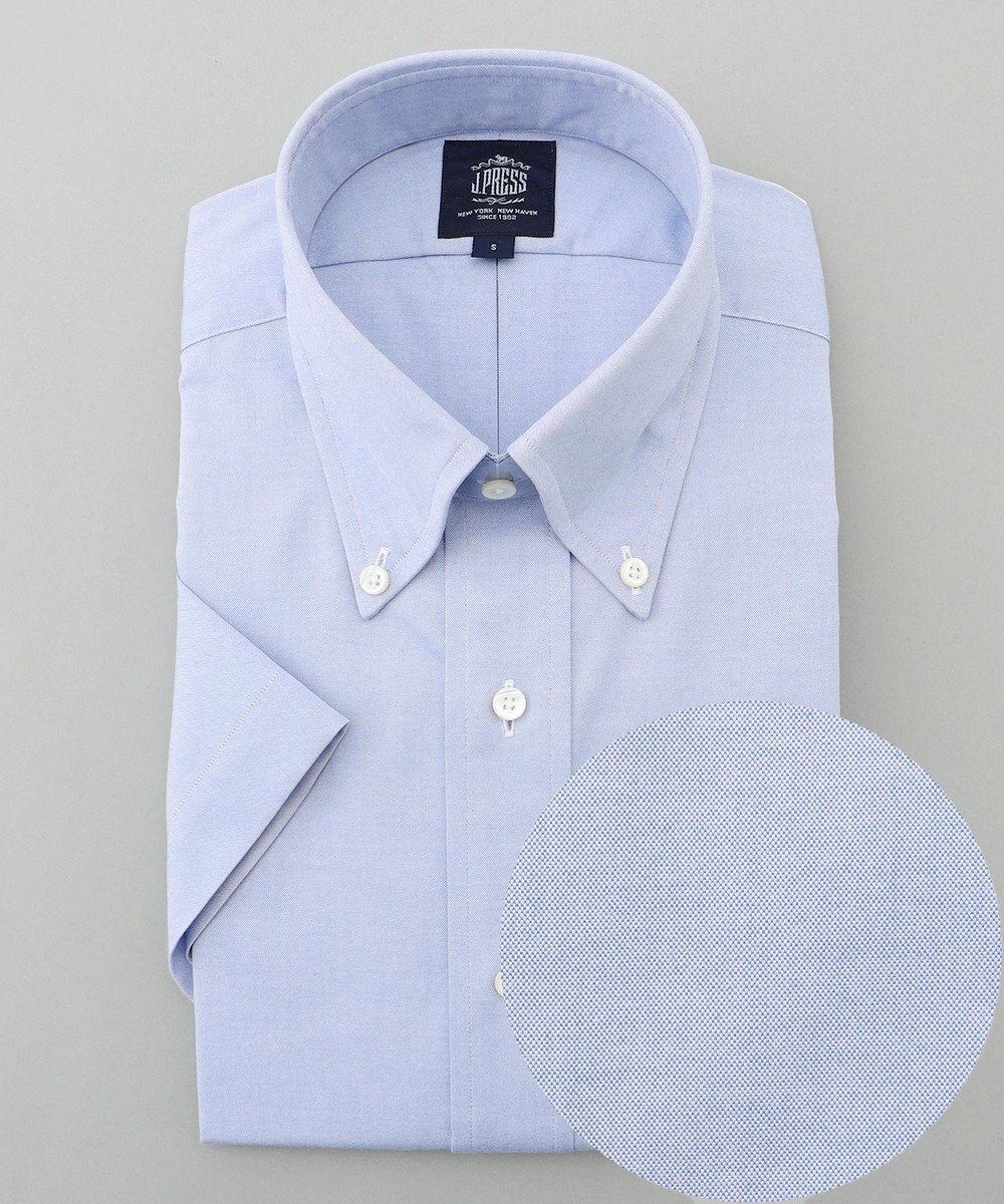 J.PRESS MEN 【PREMIUM PLEATS / 形態安定】ピンオックス 半袖シャツ / B.D. 