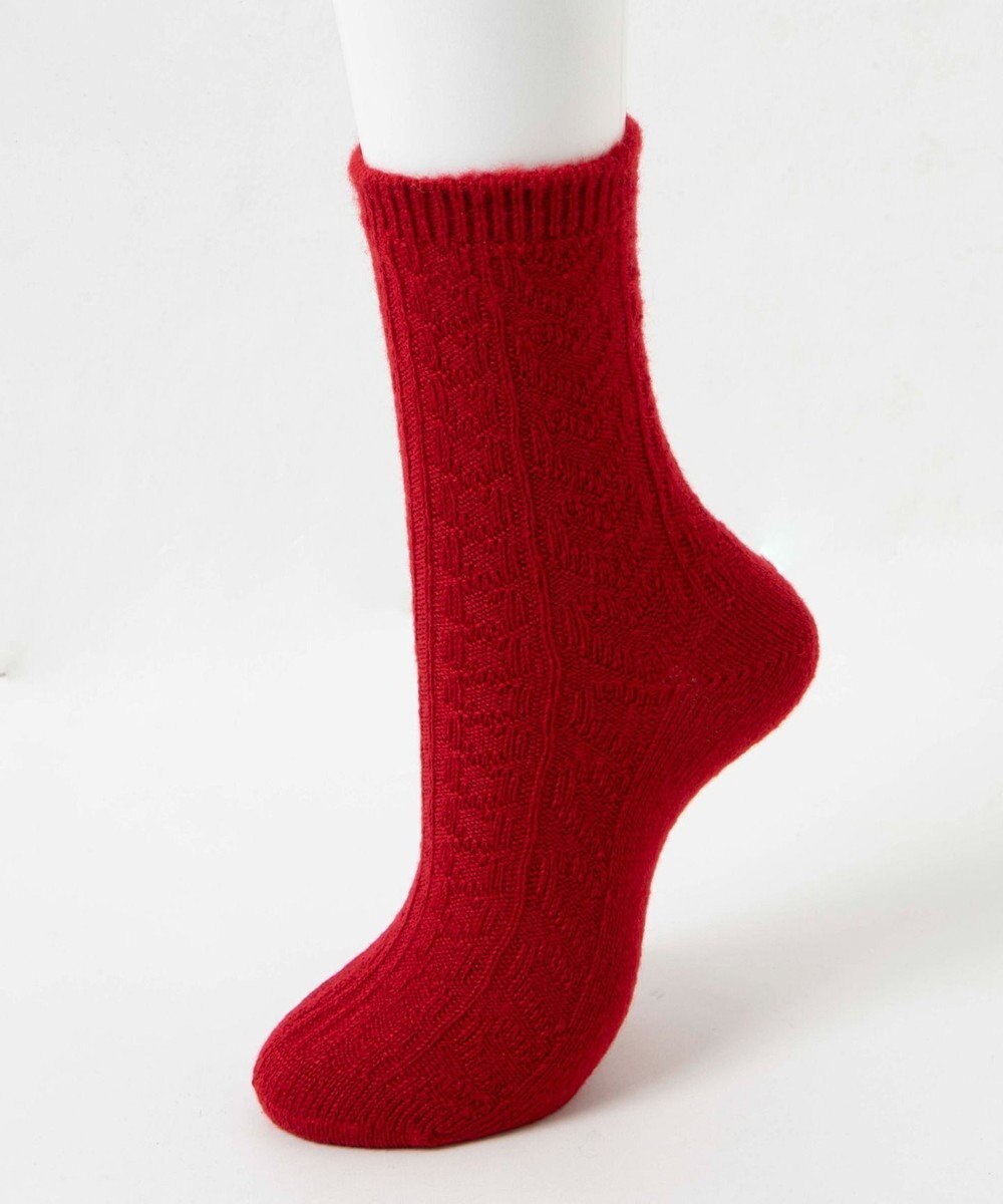 WEGO 【あったか】ぽかぽか裏起毛ハートケーブルソックス 