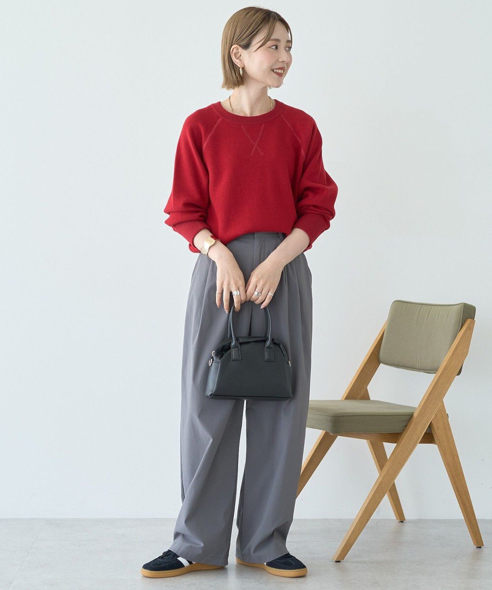 AMERICAN HOLIC ソフトコットンスウェットライクニットトップス 