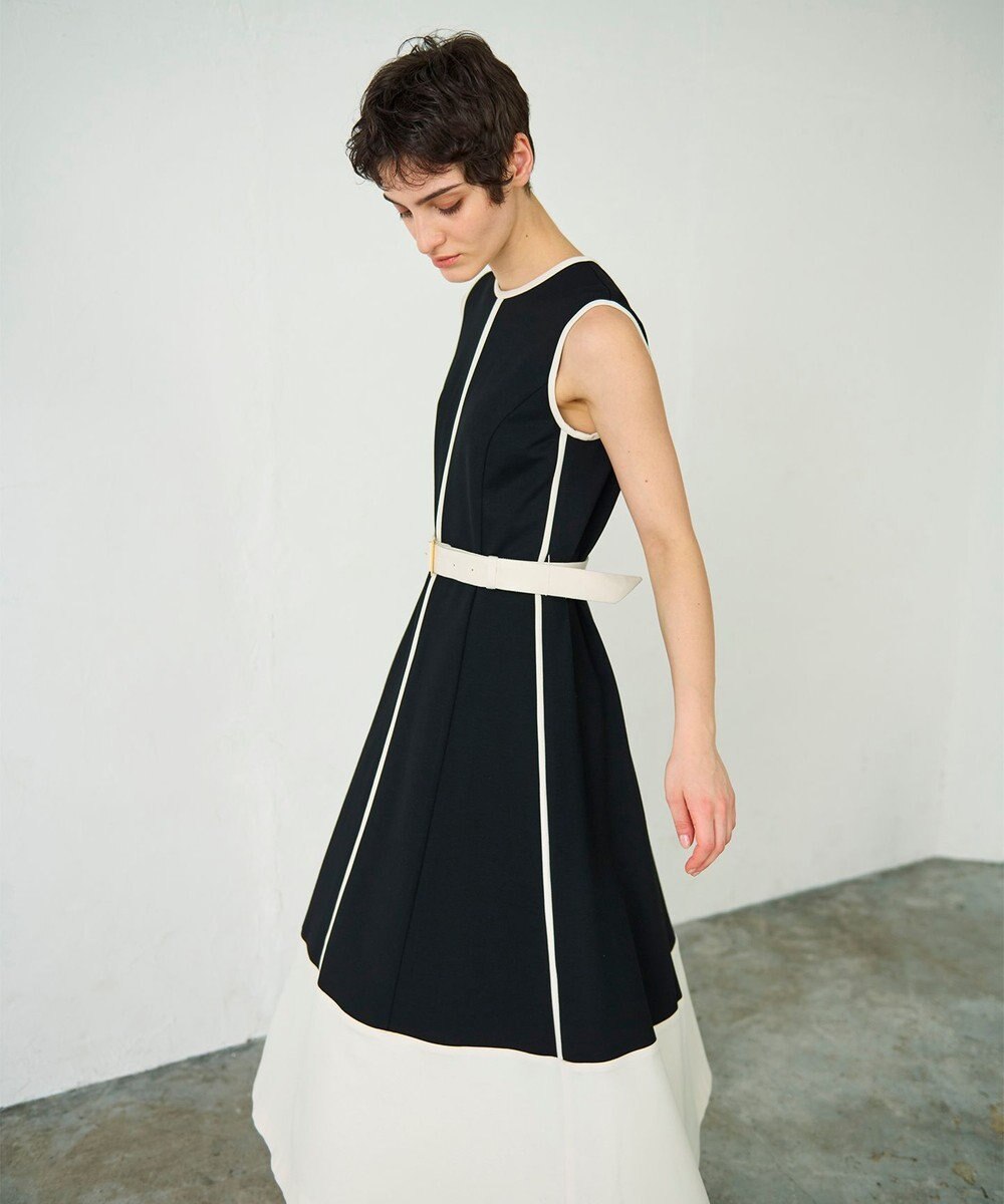 GRACE CONTINENTAL 配色ポンチフレアワンピース 