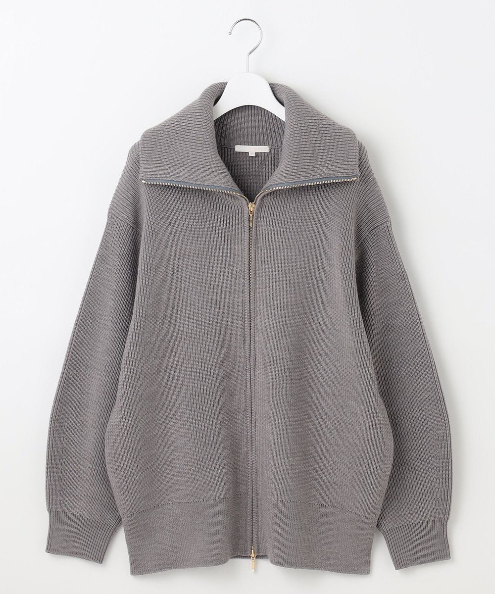 自由区 【洗える】ジップアップニット アウター 