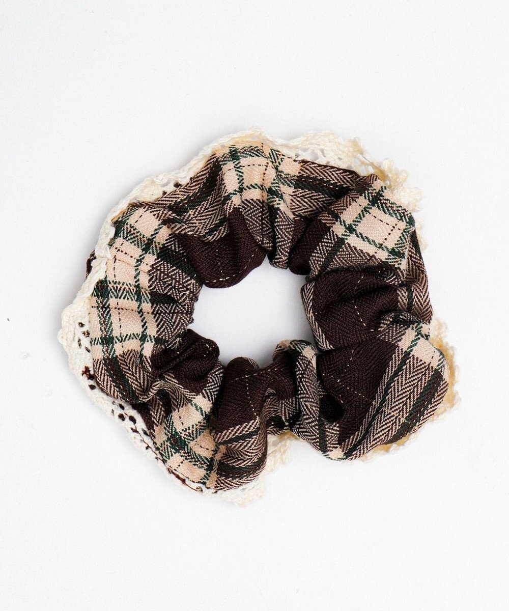 WEGO Lレースフリルラメチェックシュシュ 