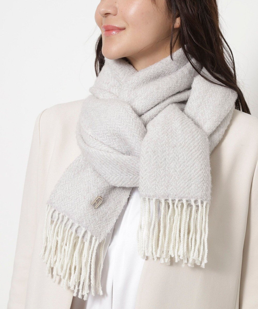 MOONBAT FURLA(フルラ）ループヤーン ツイード調ラメ入り ストール アルパカ混 日本製 