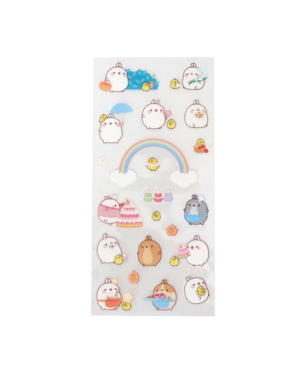 Mother garden 【2/15(日)で販売終了】 マザーガーデン MOLANG モラン いっぱいシール 3枚セット ≪おでかけ スイーツ ホリディー≫ 