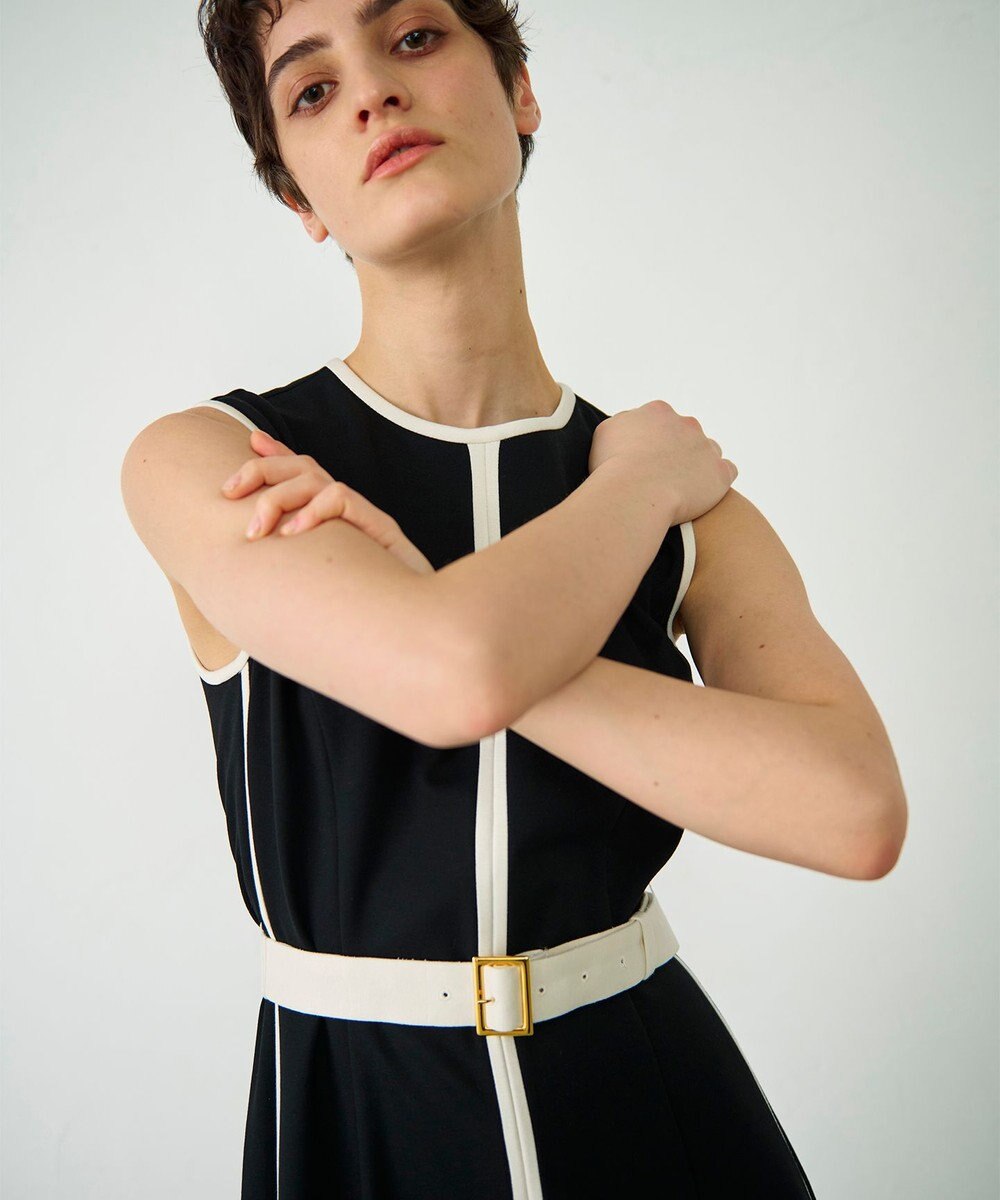 GRACE CONTINENTAL 配色ポンチフレアワンピース 