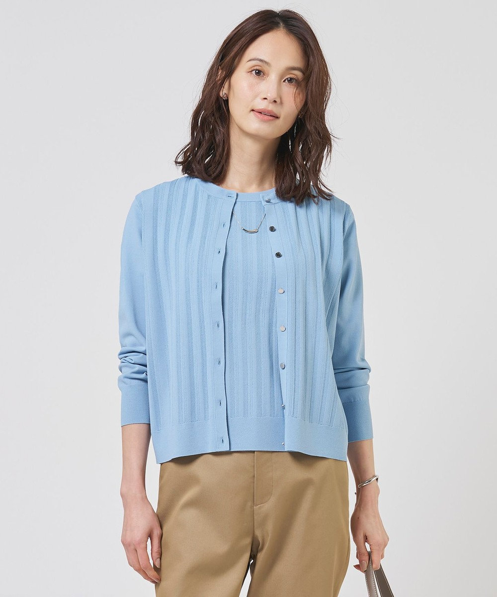 J.PRESS LADIES Rayon Elite Stretch クルーネック カーディガン 