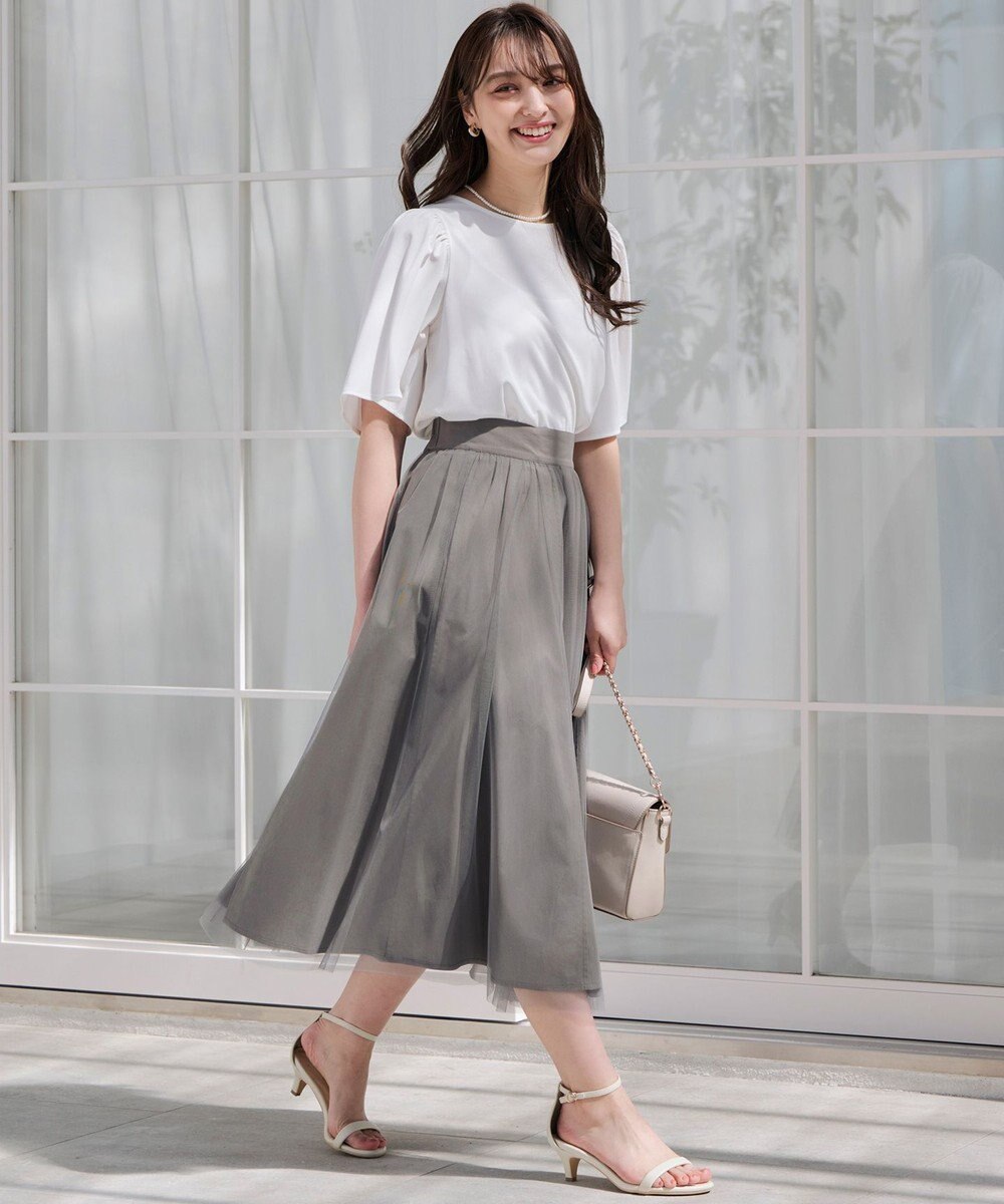 ANY SIS 【接触冷感・吸水速乾・UVケア】エアリードレープスムース フレア袖 ブラウス 