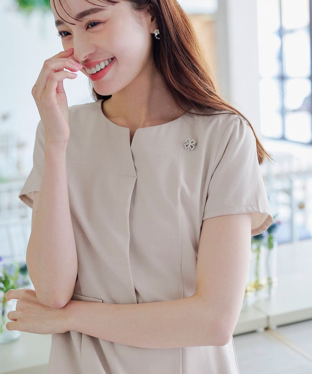 Tiaclasse 【小倉優子さん着用・洗える】フラップ付きミディアム丈フレアワンピース 