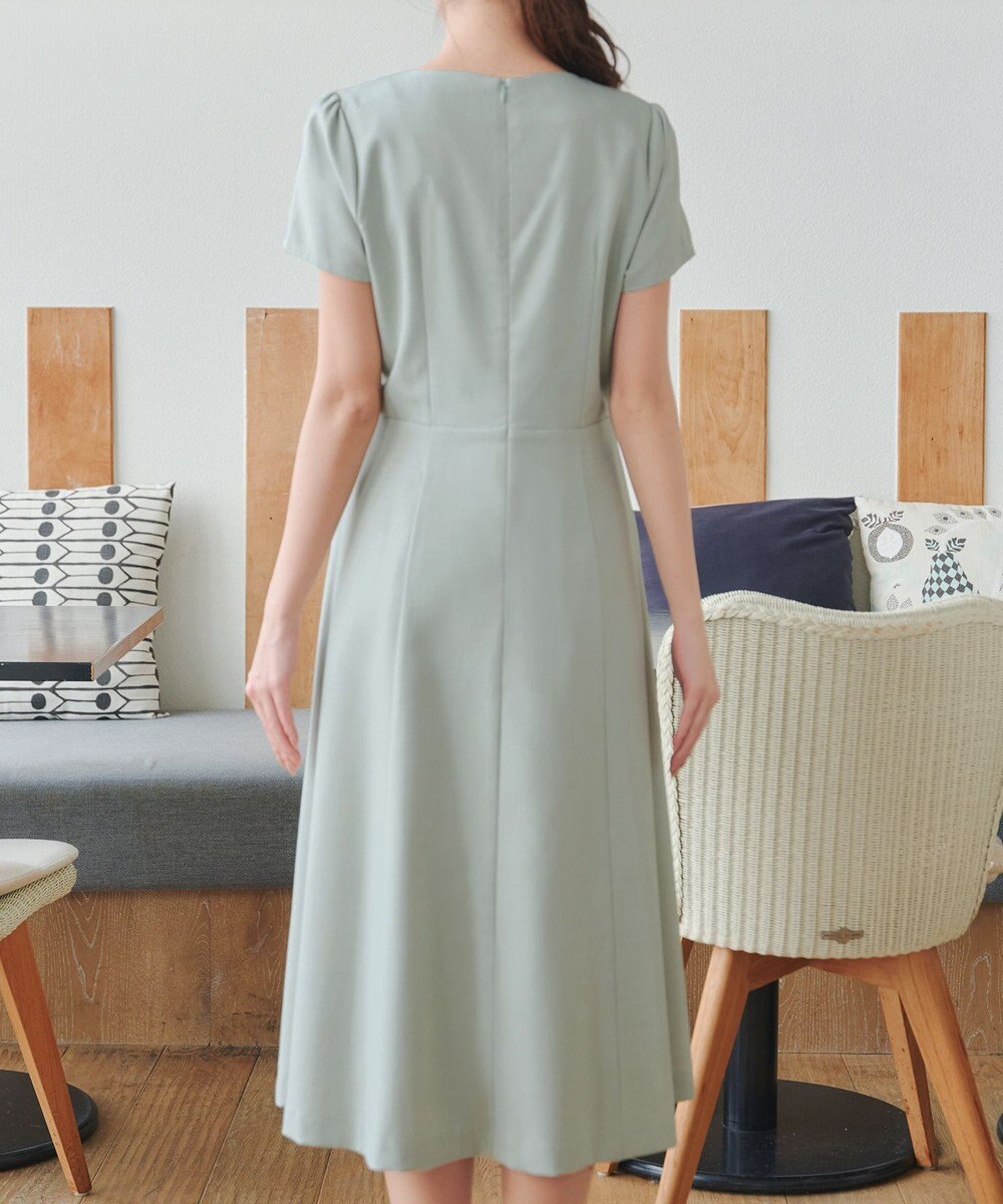 Tiaclasse 【小倉優子さん着用・洗える】フラップ付きミディアム丈フレアワンピース 