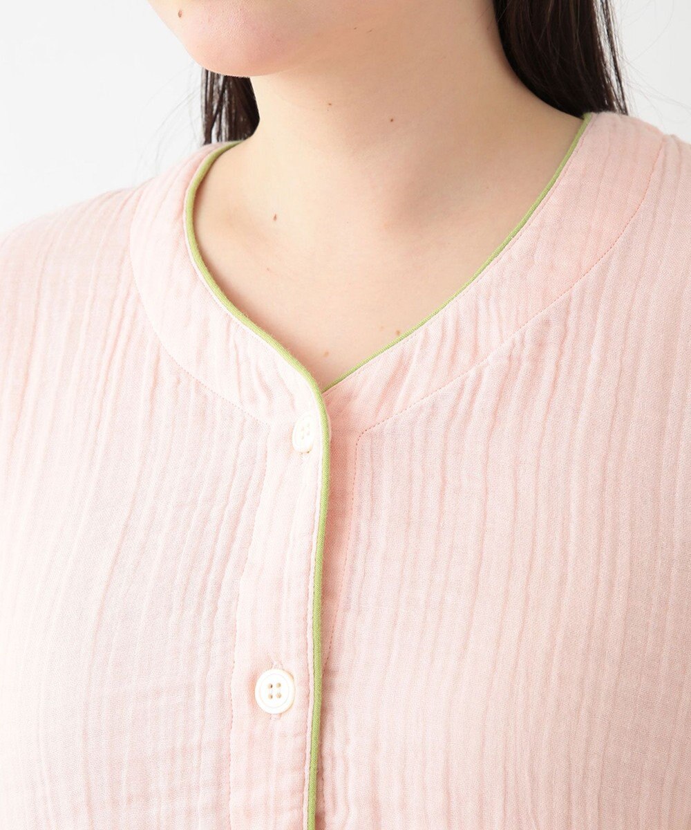 UCHINO クレープガーゼ ノーカラーレディスパジャマ 