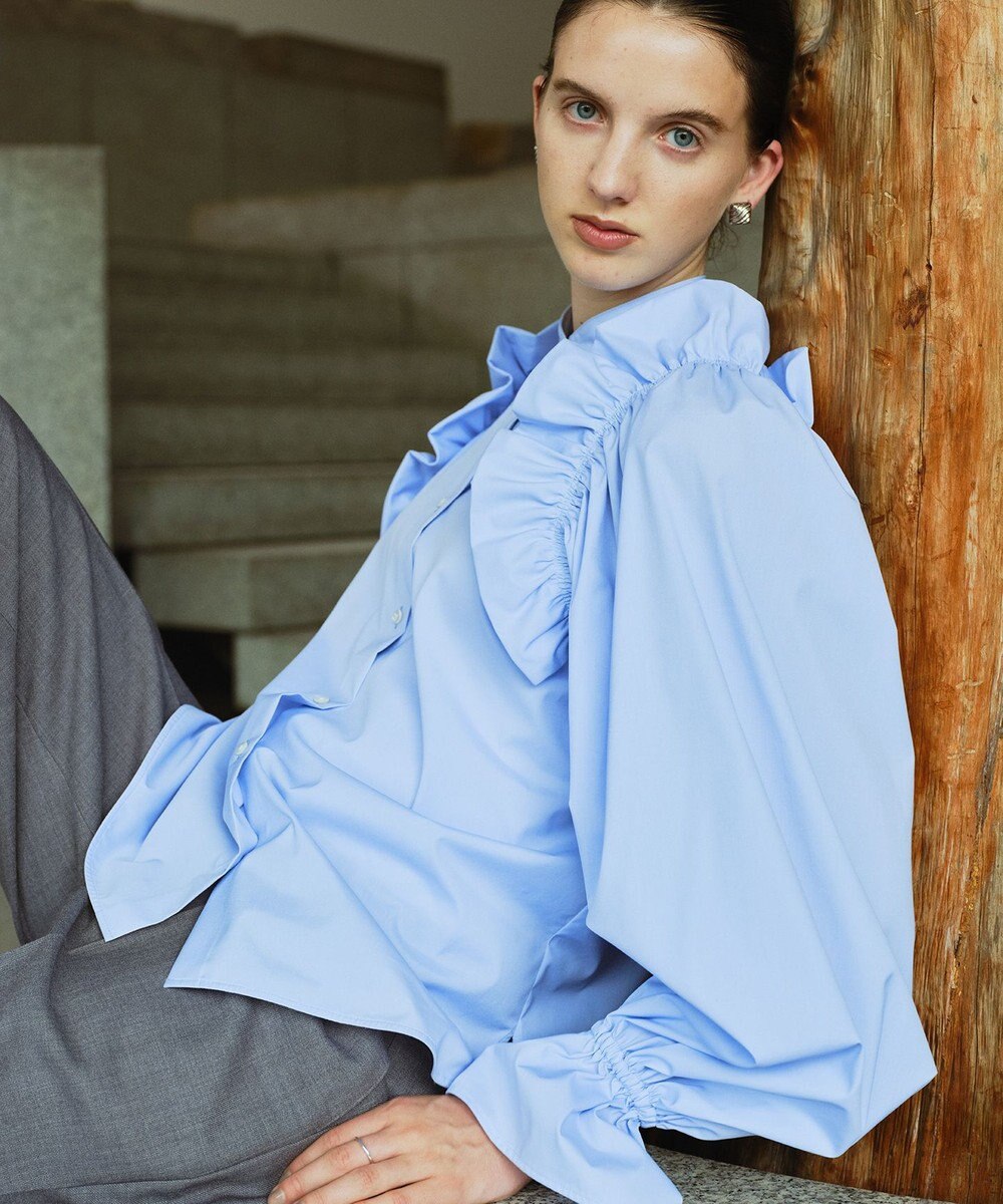 #Newans 【洗濯機可能/シワになりにくい】〈春名亜美さんコラボ〉ショルダーフリルブラウス 