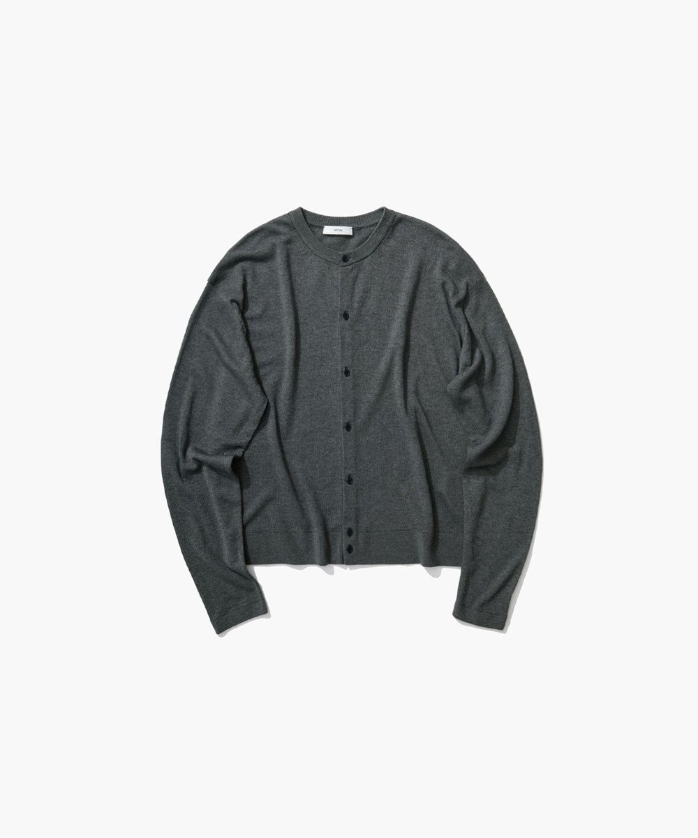 ATON GARMENT DYED CASHMERE SILK | クルーネックカーディガン 