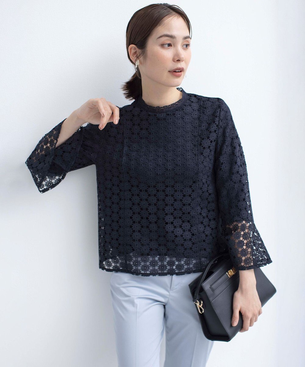 組曲 【WEB限定】フラワーレース 袖フレアトップス 
