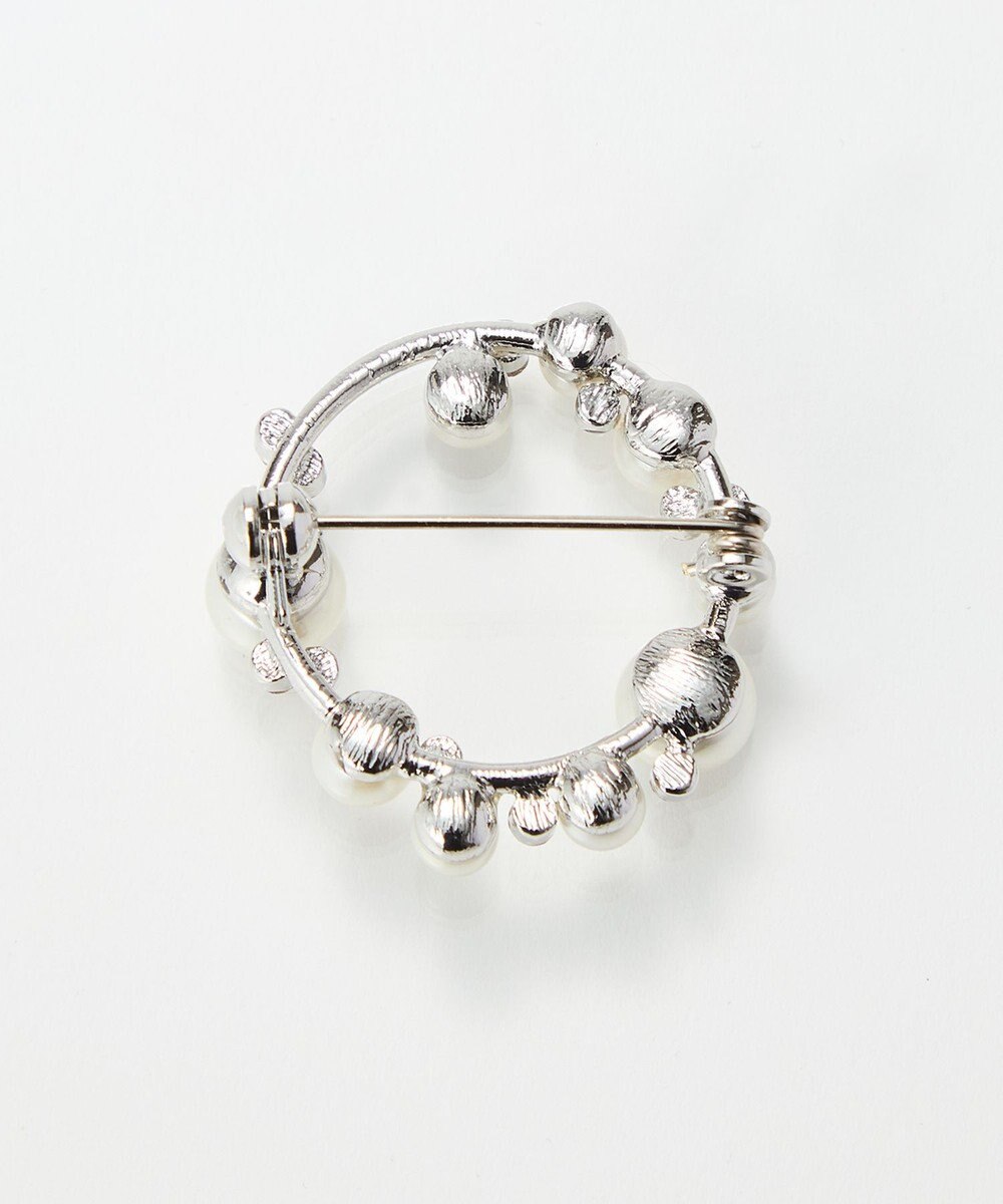 Phoebe フォーマルパールビジューサークルブローチ　シルバー 