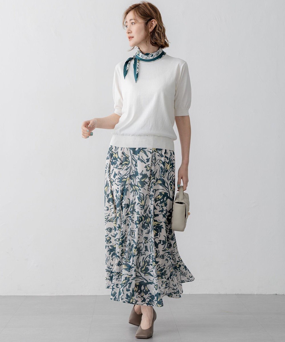 23区 【洗える】ニュアンスフラワープリント フレア スカート 