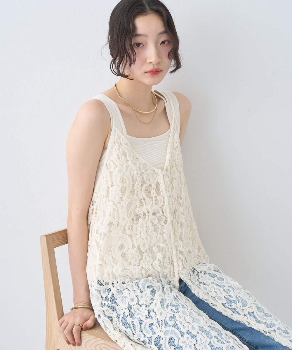 earth music&ecology 起毛レースレイヤードキャミワンピース 