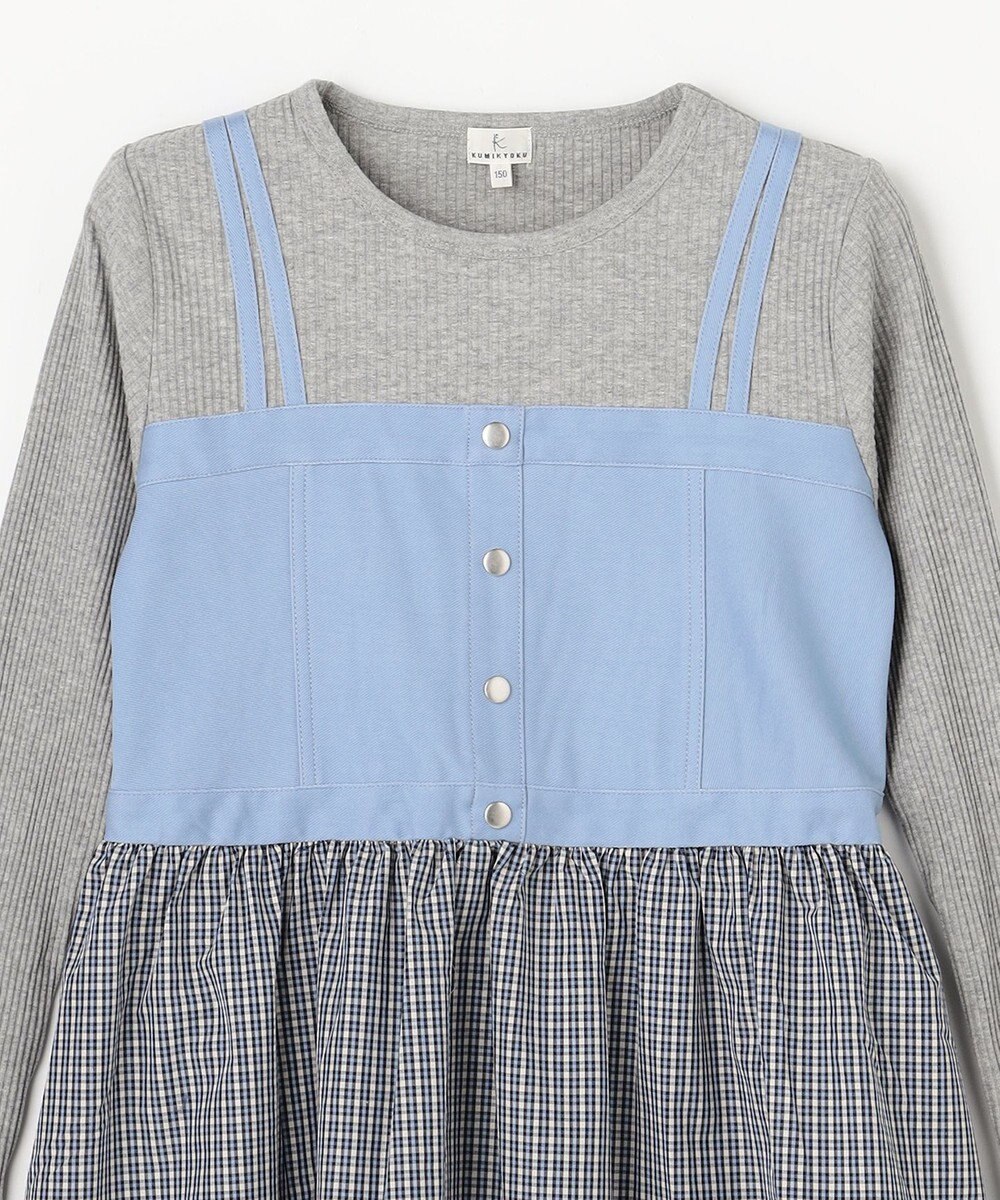 組曲 KIDS 【150-170㎝】チェックドッキング ワンピース 