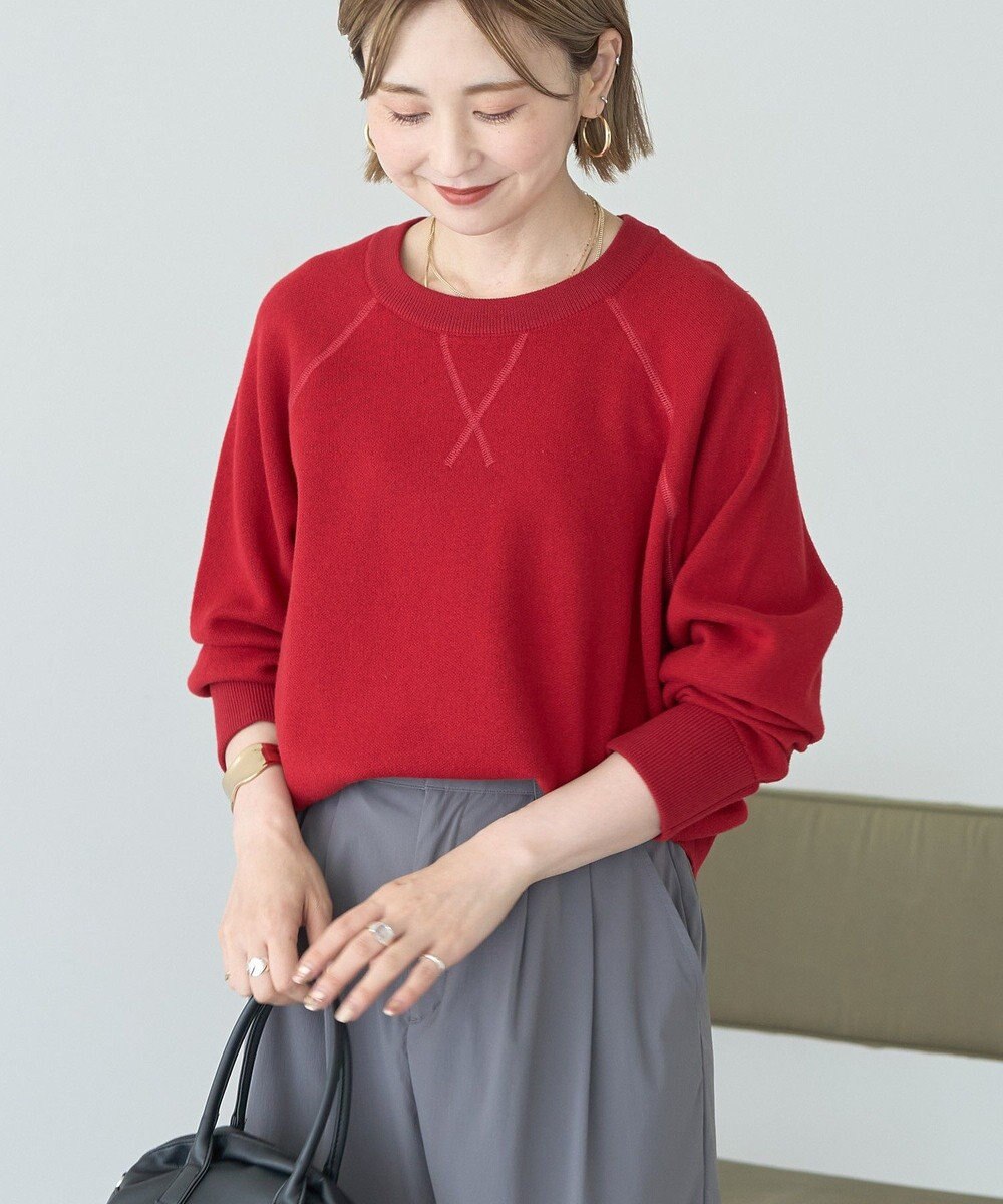 AMERICAN HOLIC ソフトコットンスウェットライクニットトップス 