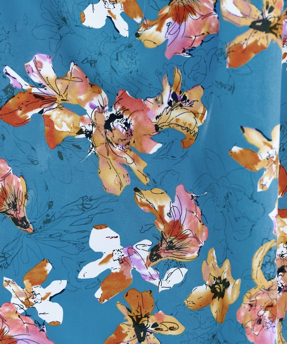 Tiaclasse L 【洗える】フラワープリントドッキングワンピース 