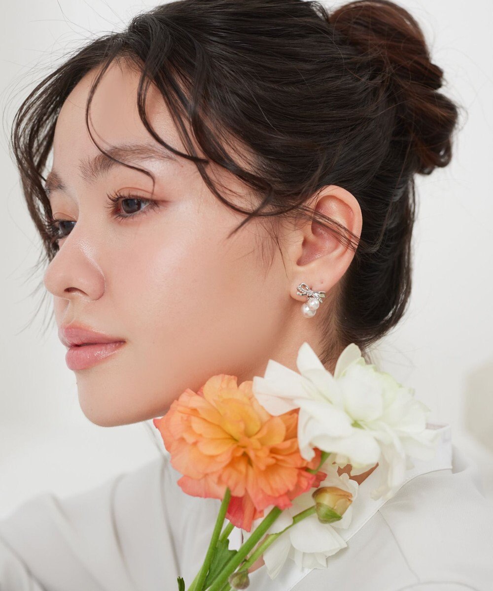 Tiaclasse 【金属アレルギー対応】チェリーパールリボンピアス 