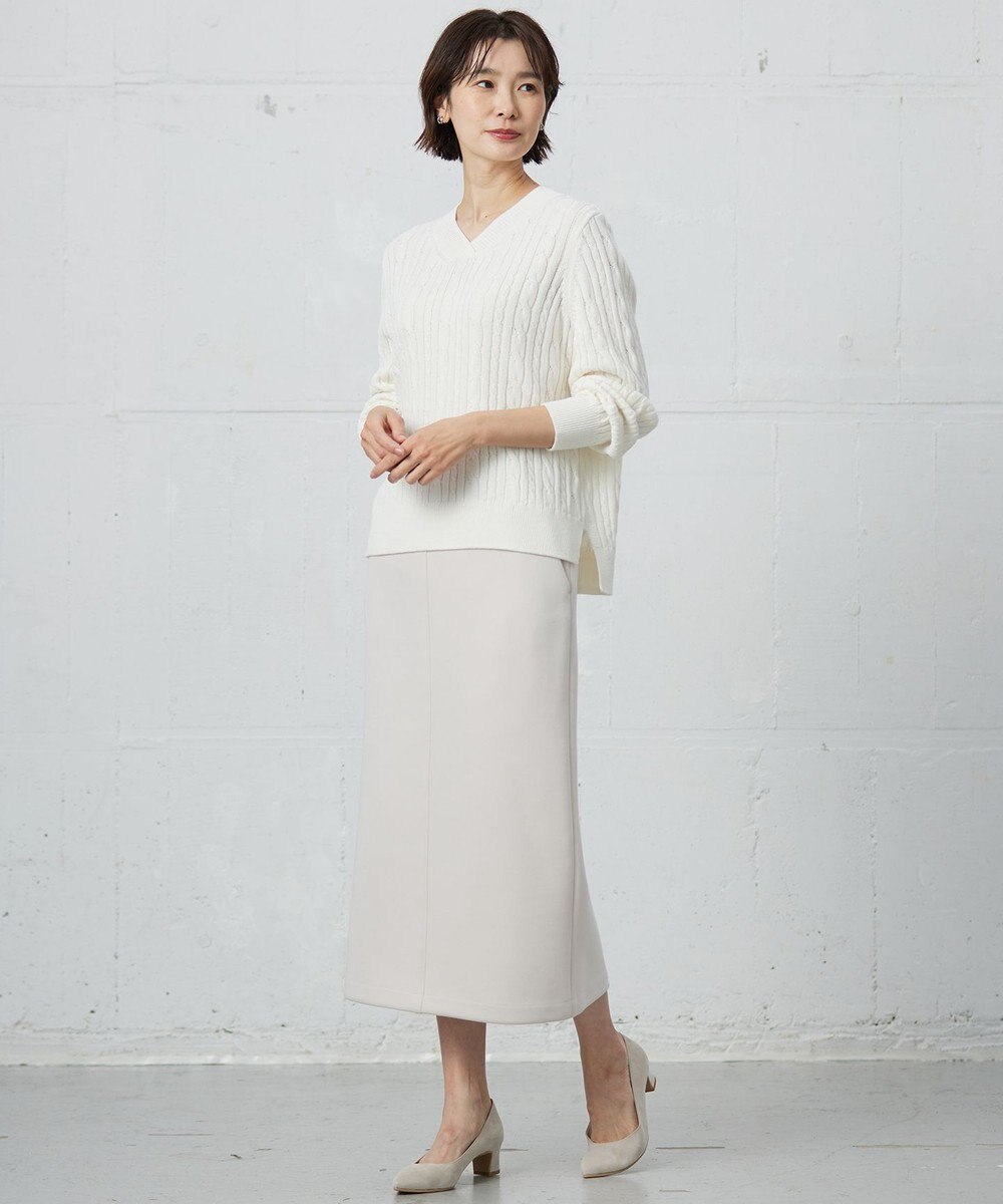 J.PRESS LADIES 【洗える】GIZA MERCERIZE COTTON ケーブル ニット 