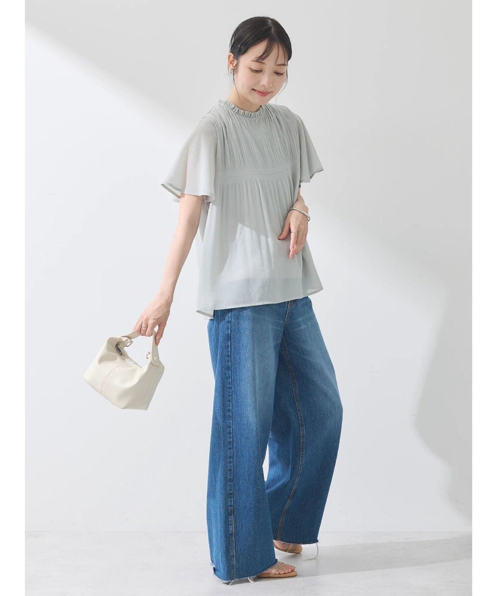 earth music&ecology マジョリカプリーツ半袖ブラウス 